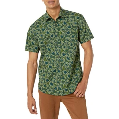 Bild av Amazon Essentials Men&#039;s Kortärmad tryckt skjorta normal passform, Olivgrön Blommor, XL