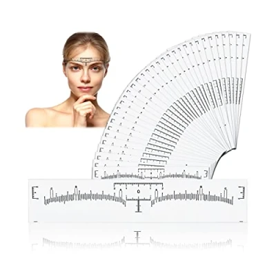 Bild av 150 stycken disponibel ögonbryn linjal klistermärke, självhäftande Microblading mått verktyg