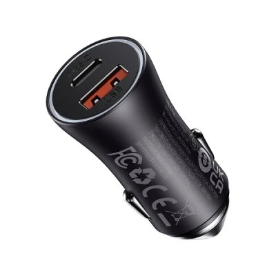 Bild av Baseus Car charger Golden Contactor Max USB + C 60W (grey)