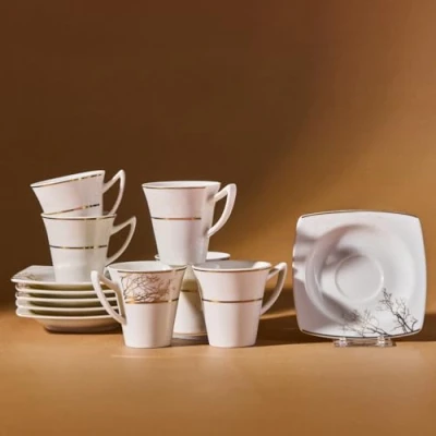 Bild av karaca Höst kaffeserviset för 6 personer, x espressokoppar och tefat, robust mockakopp, tjock dricksfälg, espressomuggar, mockakoppar, porslin
