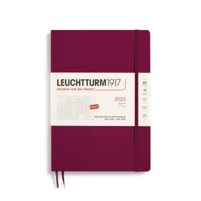 Bild av LEUCHTTURM1917 370708 månadsplanerare och anteckningsbok sammansättning (B5) 2025, 16 månader, mjukt skydd, portröd, engelska