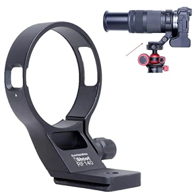 Bild av iShoot Metalllins krage stativ monteringsring kompatibel med Canon RF 100 400 mm f/5,6 8 är USM, linsstödhållarfäste botten Arca Swiss Fit snabbfrigöringsplatta laxstjärtsspår