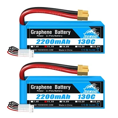Bild av Yowoo 3S Lipo batteri 2200 mAh 130 C 11,1 V RC grafen med XT60/Deans T kontakt för E flite Valiant Parkzone E4F Wildcat Great Planes Cub bil båt lastbil helikopter Quadcopter (2 pack)