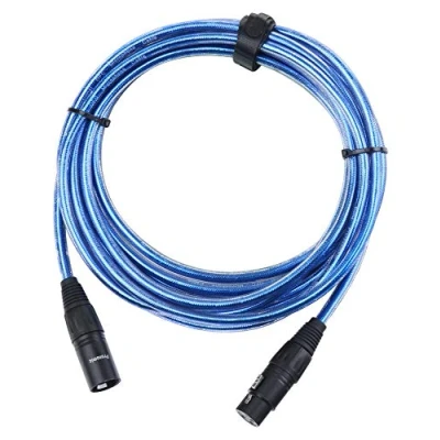 Bild av Pronomic XFXM Blue 5 mikrofonkabel (5 m längd, XLR hona, 3 polig &gt; male pol, kontakt handlödad, syra och oljesäker, spänntång, dragavlastning) metallisk blå