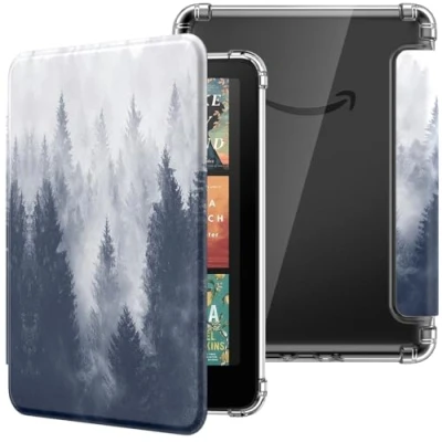 Bild av MoKo Case for All new 7&quot;Kindle Paperwhite 12th Generation 2024&amp;Kindle Colorsoft Signature Edition 2024,Ultra Clear Soft Flexible Transparent TPU Back Cover Light Shell with Auto Wake/Sleep,Gray Forest