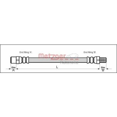 Bild av METZGER 4114671 Flexible De Frein 385 M10 x 1 AUDI: 90 B3, Coupe 200 C3 Berline