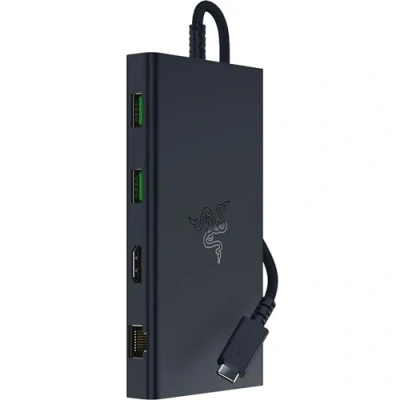 Bild av Razer USB C Dock 11 portar med HDMI, Gigabit Ethernet, 3,5 mm ljudport, A &amp; C, kompatibel Windows och Mac (skärmutgång 4K, 7.1 surroundljud) Svart