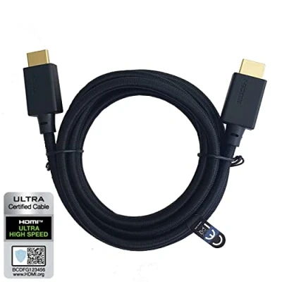 Bild av NÖRDIC HDMI N1011 1m Kabel, 2.1 High Speed 8K 60Hz 7680x 4320, Dynamic HDR, 48Gbps eARC, Game Mode VVR, Nylonflätad Med Aluminium Kontakter Ren Koppar 99.99%, Svart