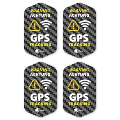 Bild av iSecur Set med 4 GPS spårningsklistermärken I 3 x 5 cm Warning säkrad stark självhäftande kraft utomhus väderbeständig koloptik hin_833