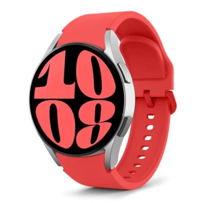 Bild av MoKo No Gap Straps Compatible with Samsung Galaxy Watch 7 FE 6 5 4 Strap 40mm 44mm/Watch Classic 43mm 47mm/Watch Pro 45mm/Watch 42mm 46mm, 20mm Soft Silicone Sport Band, Red