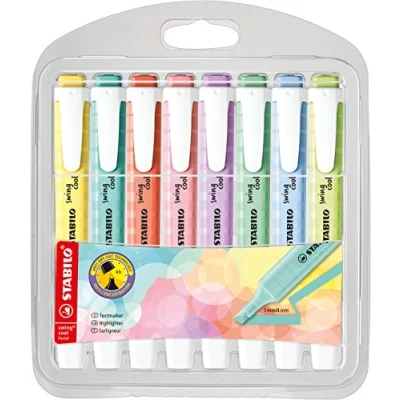 Bild av Highlighter STABILO swing cool Pastel Wallet of 8 Assorted Colours