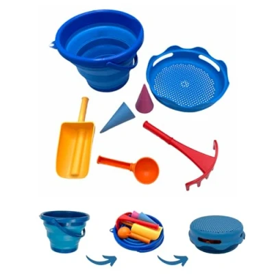 Bild av Schildkröt 7 i 1 Sand Toys vikbar hink set, färg: blå