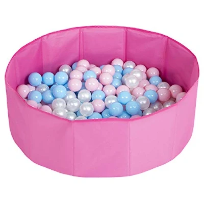 Bild av Selonis Färgfull vikbar bollhav med 200 bollar, rosa: babyblå/puderrosa/pärla