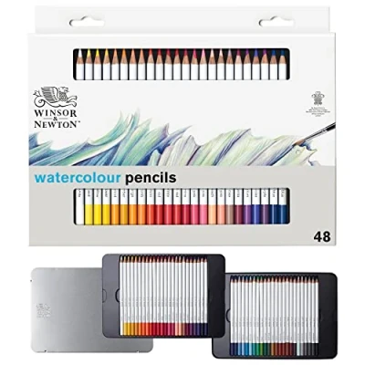 Bild av Winsor &amp; Newton 0490057 exakta akvarellpennor i set, 48 levande färger, högkvalitativa konstnärspigment för färgstark målning flera lager, högsta färgbriljans