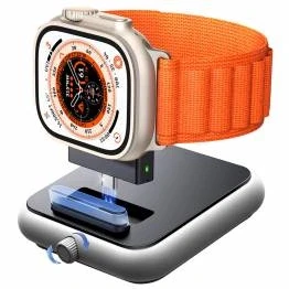 Bild av 2 i 1 USB C laddare för Apple Watch med väckarklocka stöd nattduksbordet