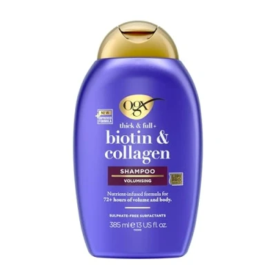 Bild av OGX biotin &amp; Collagen schampo (385 ml), starkt hårschampo för fint och tunt hår, med vitamin B7 kollagen, utan sulfater