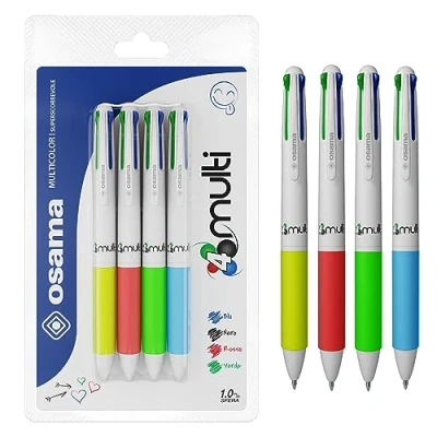 Bild av OSAMA, 4 Multi Set med färger, flerfärgspenna, 1,0 mm, svart, blå, röd och grön bläck, perfekt för skol , universitets kontorsmaterial