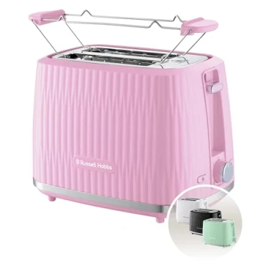Bild av Russell Hobbs 2 skivor (6 rostningsnivåer, höglyftsfunktion, inställningar för fryst bröd, uppvärmning och stoppfunktion, uppvärmningsgaller ingår, texturerad exteriör) Eden Rosa 27372 56