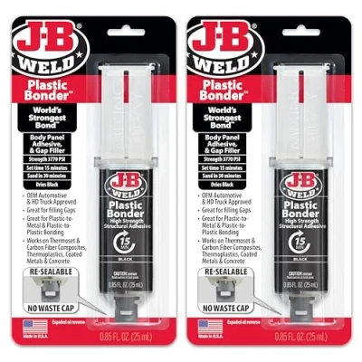 Bild av J B Weld 50139 plastbindare kroppspanel självhäftande och mellanrumsfyllningsspruta torkar svart 25 ml (2)