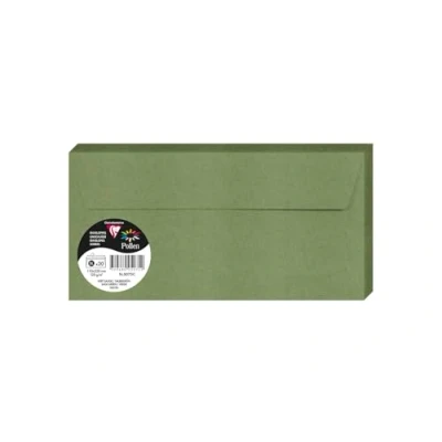Bild av Clairefontaine 5075C ett paket med 20 självhäftande kuvert DL format 11 x 22 cm 120 g/m² salviagrön färg inbjudningsevenemang och korrespondens pollensortiment premiumpapper slät