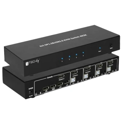 Bild av IC INTRACOM techly 4 Port DisplayPort 1.2 KVM Switch with Hub and audio