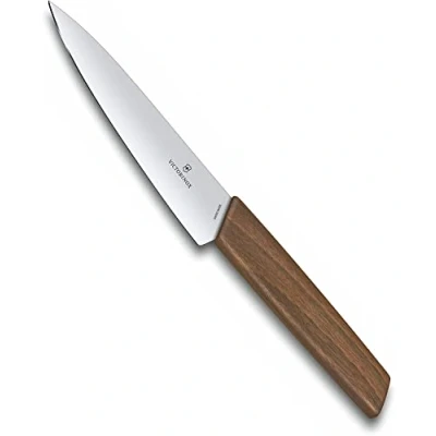 Bild av Victorinox, Swiss Modern, Profi Officemesser, Extra Scharfe Klinge, gerader Schliff, 15 cm, Edler Holzgriff, Rostfreier Stahl, braun