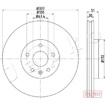 Bild av JAPKO Disque de frein VOLVO: V60 I, V70 3, S60 II Essieu arrière 11mm 5 plein peint 610323C 13579153,569081,13576781,30769059,31471746