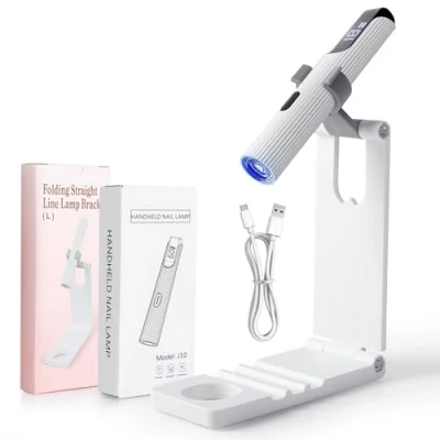 Bild av Romon UV lampa för gelnaglar, USB laddningsbar och bärbar, 3 W mini naglar, LED gelnaglar med stativ, 20/60 timer, hemsalong nageltorkare, vit