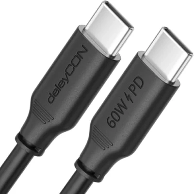Bild av deleyCON 1m USB C Kabel PD3.0 (60 W Snabbladdning) till Laddningskabel för iPhone 16 15 Pro Max Samsung Galaxy S24 S23 S22 Pixel iPad MacBook Air Surfplattor Switch PS5