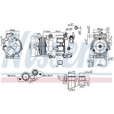 Bild av NISSENS 890606 Compresseur De Climatisation 5SEL09C 12 PAG 46 R 134a PEUGEOT: 208 I 3/5 portes, 2008 Break, CITROËN: C3 II, DS3 3 portes