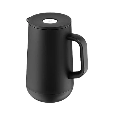 Bild av WMF Motion Vakuumkanna 1 l Cromargan rostfritt stål, för te eller kaffe, termosflaska med drickkopp, håller 24 timmar kallt och 12 h varm, svart matt