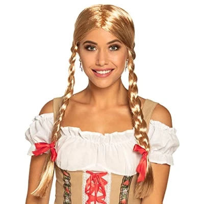 Bild av Boland 86117 Peruk Heidi med flätade flätor, blont konsthår, folkfest, folkdräkt, flätfrisyr, temafest, karneval