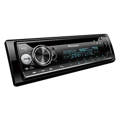 Bild av Pioneer DEH S720DABAN inklusive DAB antenn, 1DIN bilradio, CD tuner med FM och DAB+, Bluetooth, MP3, USB AUX ingång, RGB belysning, handsfreesystem, Smart Sync app
