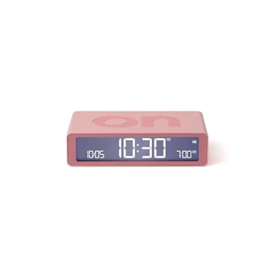 Bild av Lexon Flip+ digital väckarklocka för sovrum, vändbara på/av ansikten med snooze funktion, LCD skärm och beröringssensorljus, radiostyrd batteridriven, gummi rosa
