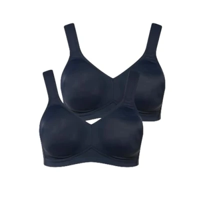 Bild av Ulla Popken 2 PACK Without Underwire Tshirtbh, Storlek: 90B, Dark blue