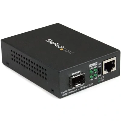 Bild av StarTech.com Multimode/enläges fibermediaomvandlare öppen SFP plats 10/1000 Mbps RJ45 port LFP stöds IEEE 802.1q Tag VLAN (MCM1110SFP)