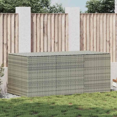 Bild av vidaXL Dynbox Kuddbox Dynförvaring Kuddlåda Dynlåda Trädgårdslåda Rottinglåda Trädgårdsförvaring Låda för Dynor Grå Konstrotting