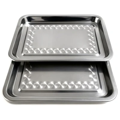 Bild av Space Home Platt Rektangulär Serveringsbricka Rostfritt Stål Set om 2 36 x 27