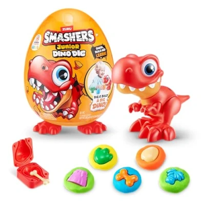 Bild av Smashers Junior Dino Dig Large Egg, T Rex, av ZURU 18+ Surprises, Dinosaur Preschool Toys, Build Construct Sensory Play för barn 18 månader 3 år (T Rex)