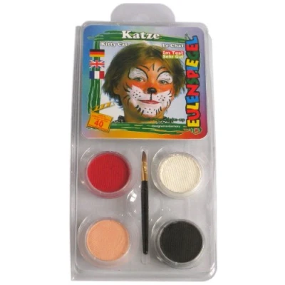 Bild av Ugglespegel 204177 motivset katt, 4 färger, 1 pensel, instruktion, för ca 40 masker, karneval, temafest