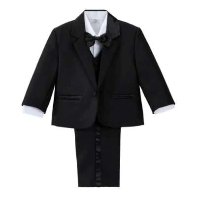 Bild av Lito Angels Liten Pojkar Formell Klänning Kostym Bröllopsoutfit Kläder, 5 Stycken Set (Blazer, Skjorta, Väst, Byxor, Fluga) Ålder 2 3 år (Taggnummer 03), Svart
