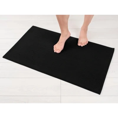 Bild av Hammetex 100 % bomull halkfri badmatta, 51 x 86 cm stor badrumsmatta för badrum, absorberande snabbtorkande tvättbara badrumsmattor, svart