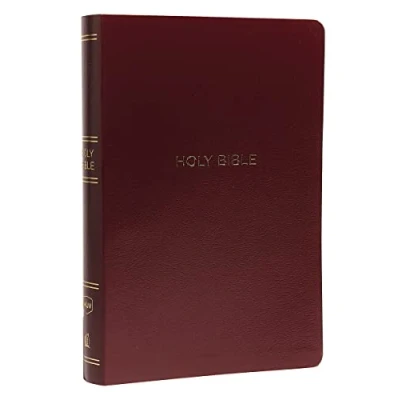 Bild av NKJV, Reference Bible, Center Column Giant Print, Leather Look, Burgundy, Red Letter, Comfort Print: Holy New King James Version