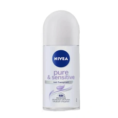 Bild av NIVEA Pure &amp; Sensitive deodorant Roller i 6 pack (6 x 50 ml), antiperspirant Roll On lämplig för känslig hud, med 48 h skydd
