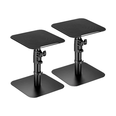 Bild av RICOO Set med 2 universella högtalare bordsstativ, högtalarstativ LH069 T, lådstativ höjdjusterbar, högtalarstativ, skrivbord, svart