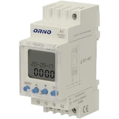 Bild av ORNO PRE 451 Digital Tidsbrytare 100 Program 2 Reläutgång max.16A/230V Moduler DIN TH 35mm