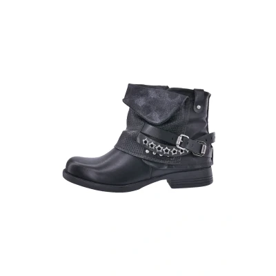 Bild av Elara Ladies Biker Boots Studded Ankle Chunkyrayan BZ8399 KB Black 38