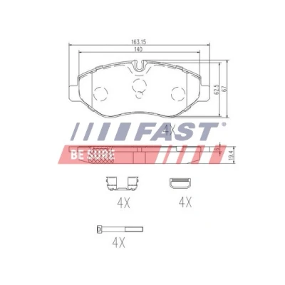 Bild av FAST FT29135 Jeu de plaquettes frein Essieu avant préparé pour indicateur d&#039;usure IVECO: Daily V Van / Break, 6
