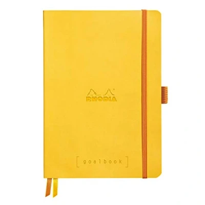 Bild av Rhodia 117776C Anteckningsbok Goalbook (DIN A5, 14,8 x 21 cm, rutig, praktisk och trendig, med mjukt lock, 90 g, elfenbensfärgat papper, 120 ark, elastiskt band, bokmärken) 1 st, gul