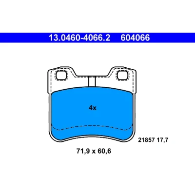 Bild av ATE 13.0460 4066.2 Jeu de plaquettes frein non préparé pour indicateur d&#039;usure, contact signal d&#039;usure exclu PEUGEOT: 106 II 3/5 portes